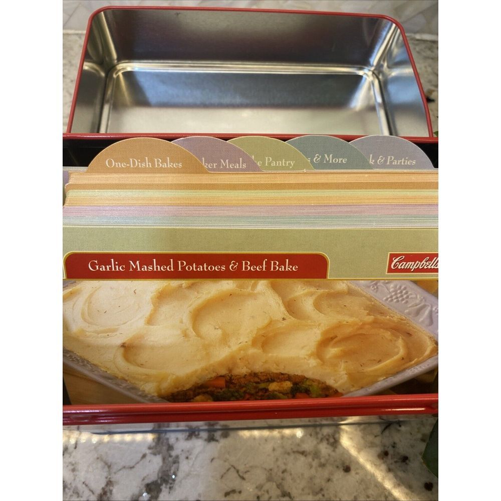 CAMPBELL'S TIN RECIPE CARD BOX w Cards - Picture 3 of 13
